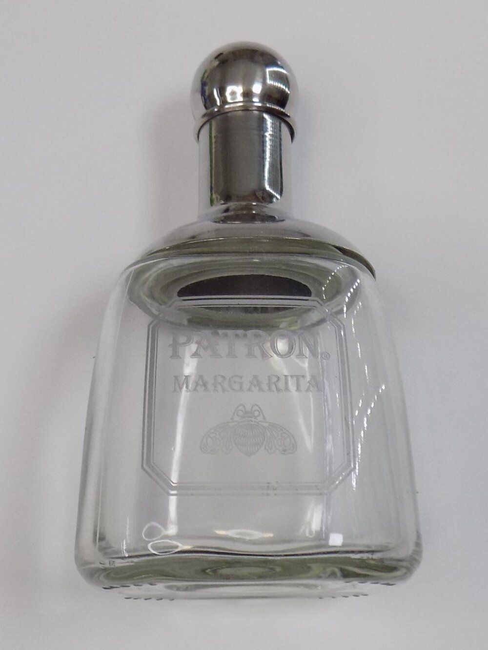 Patrón Margarita Glass Bottle – Silver Cap – Bar Décor / Collectible